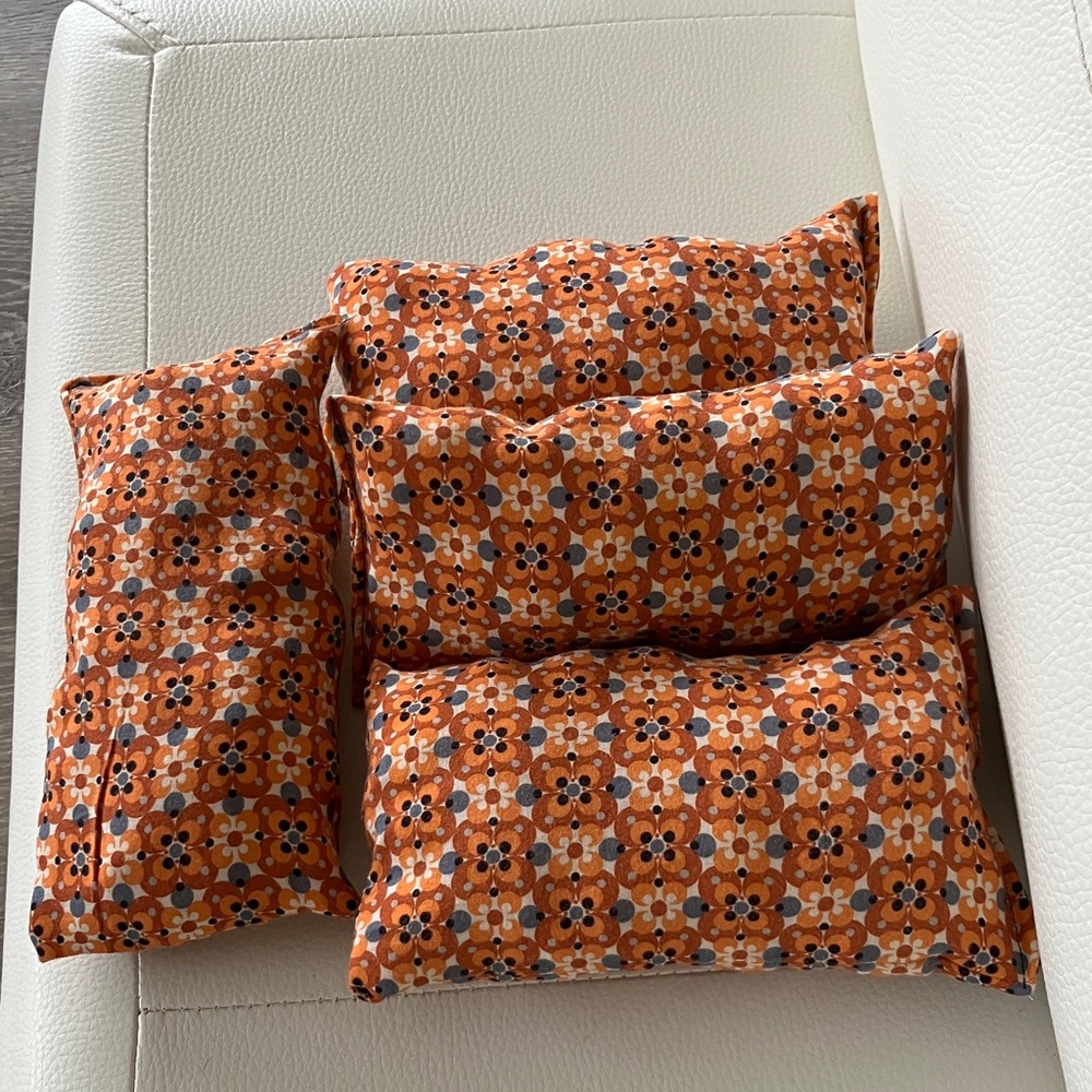 Purse Pillows 4- (4x8) extra small.Orange Floral Pattern Pillow (for bags)